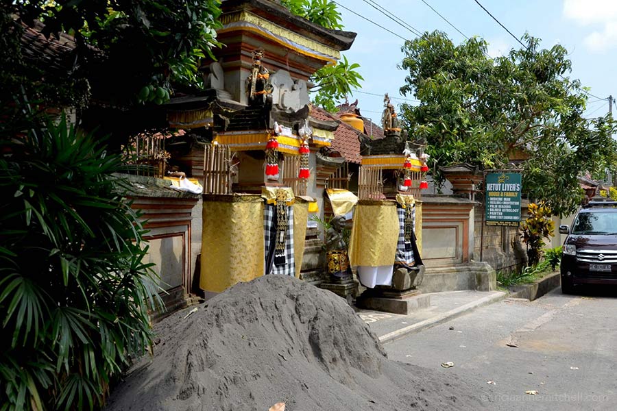 Exterior gate of the Ketut Liyer home. Front view of Ketut Liyer's home and business in the Indonesia city of Ubud, on the island of Bali.