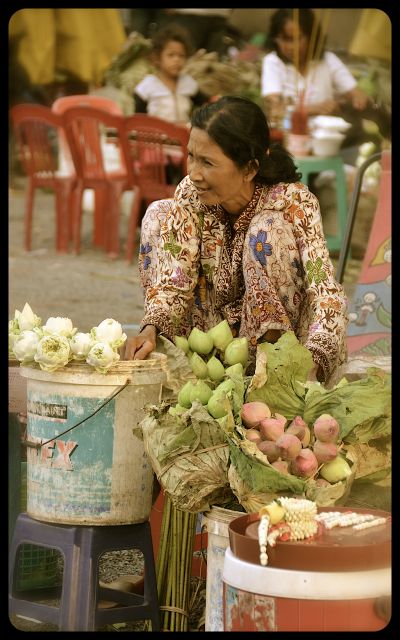 Buddhist Prayer Lotuses For Sale at Phnom Penh Riverside