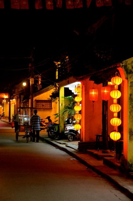 Hoi an Vietnam streetscape by night