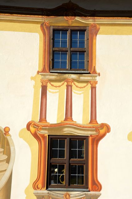 Oberammergau windows painted with the fresco technique.