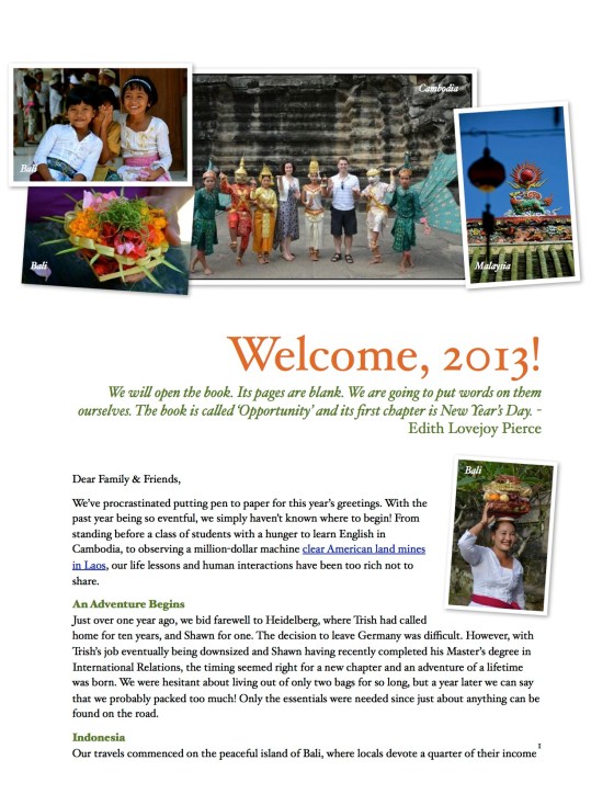 Holiday Newsletter 2013, page 1