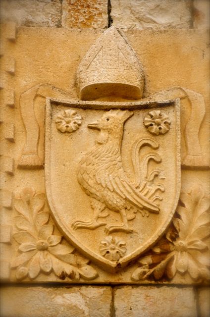 A coat of arms featuring a rooster in the Croatian town of Trogir.