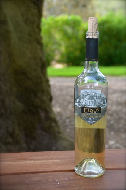 A bottle of Sauvignon Blanc wine at Ledson Winery in California.