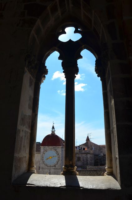 trogir bell tower view onto main square