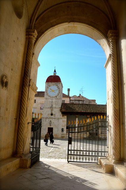 View of Radovan's Portal at the The Cathedral of St. Lawrence in Trogir Croatia.