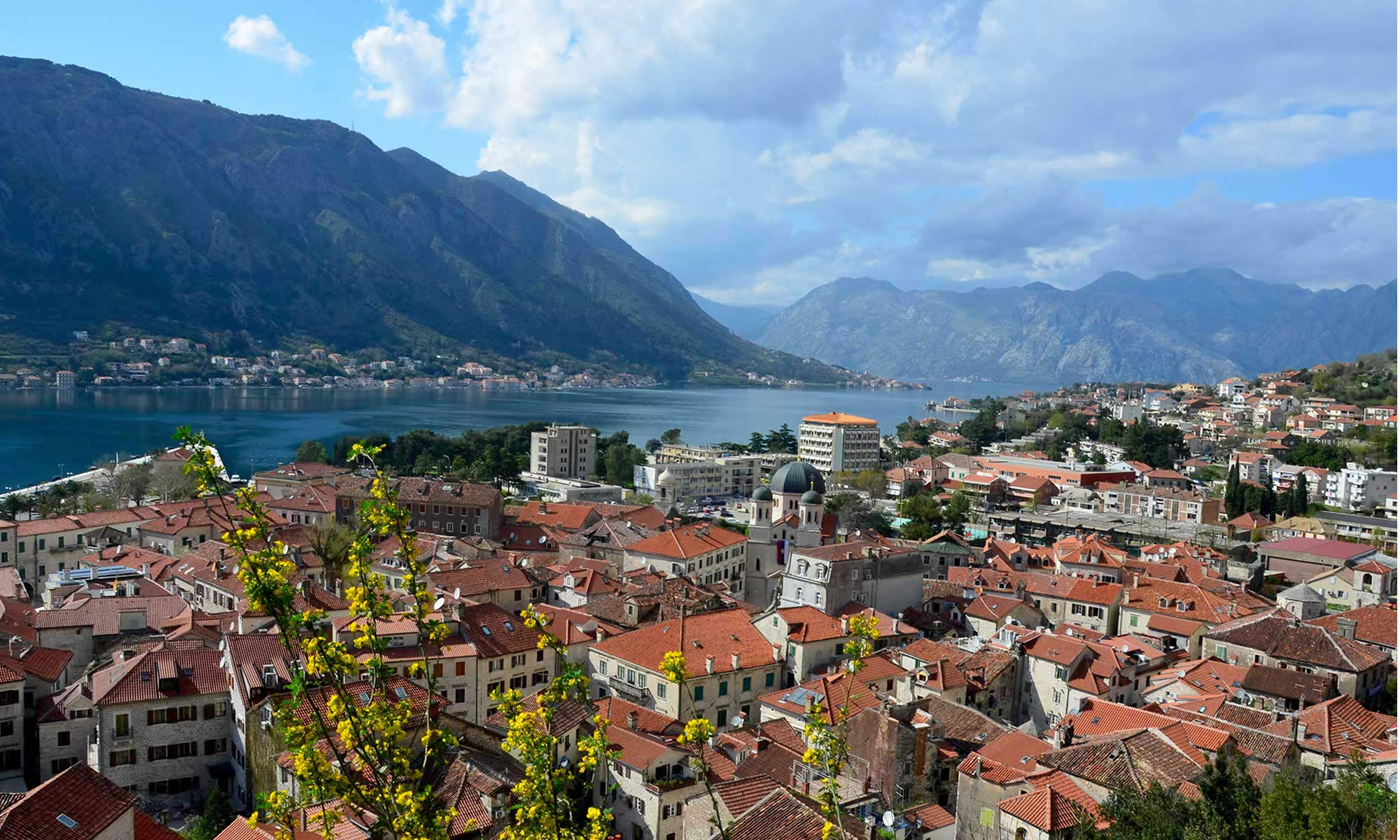Overhead view of Kotor's terracotta rooftops, as seen from the Hill of St. John.