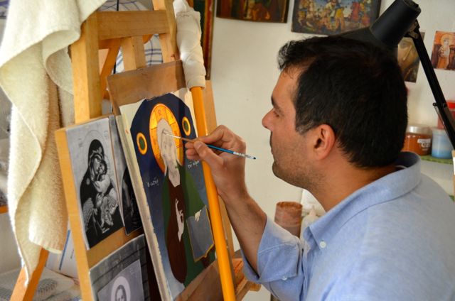 Byzantine icon workshop in Kastraki Dimitrios Moulas09