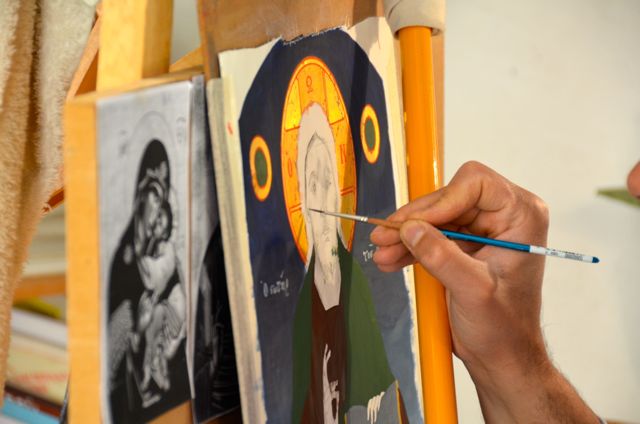 Byzantine icon workshop in Kastraki Dimitrios Moulas10