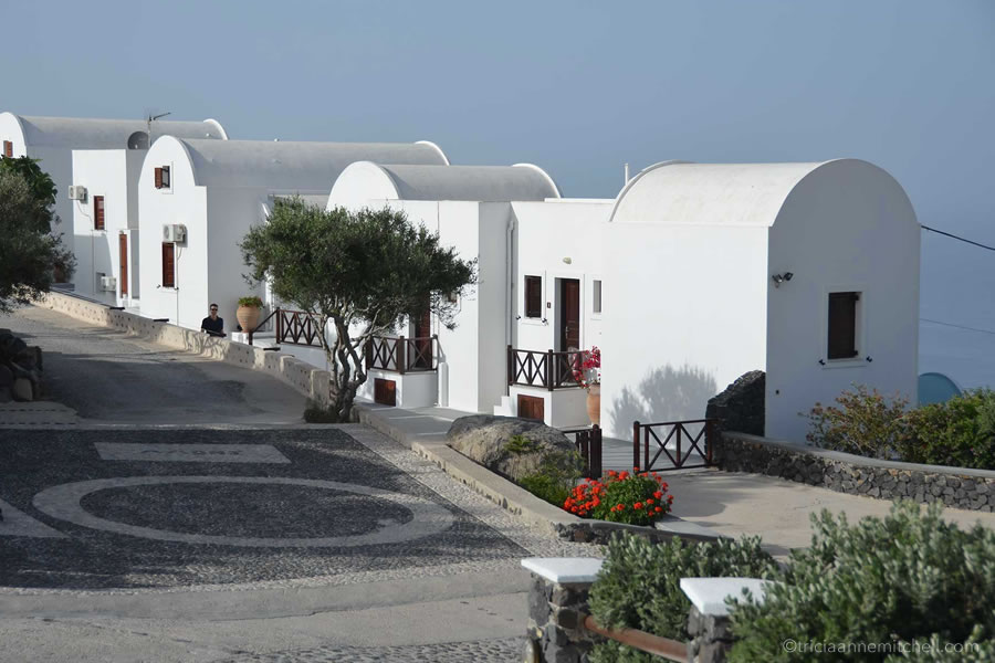 A cluster of holiday apartments on the Greek island of Santorini.