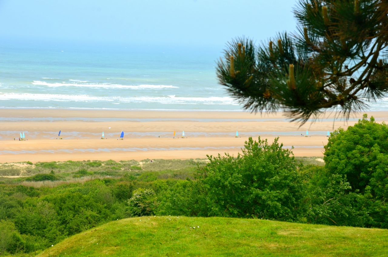 Sand yachts on a Normandy beach.