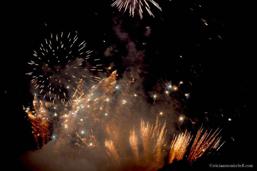 Fireworks light up the night sky at a Maltese festa celebration in the city of Bormla / Cospicua.