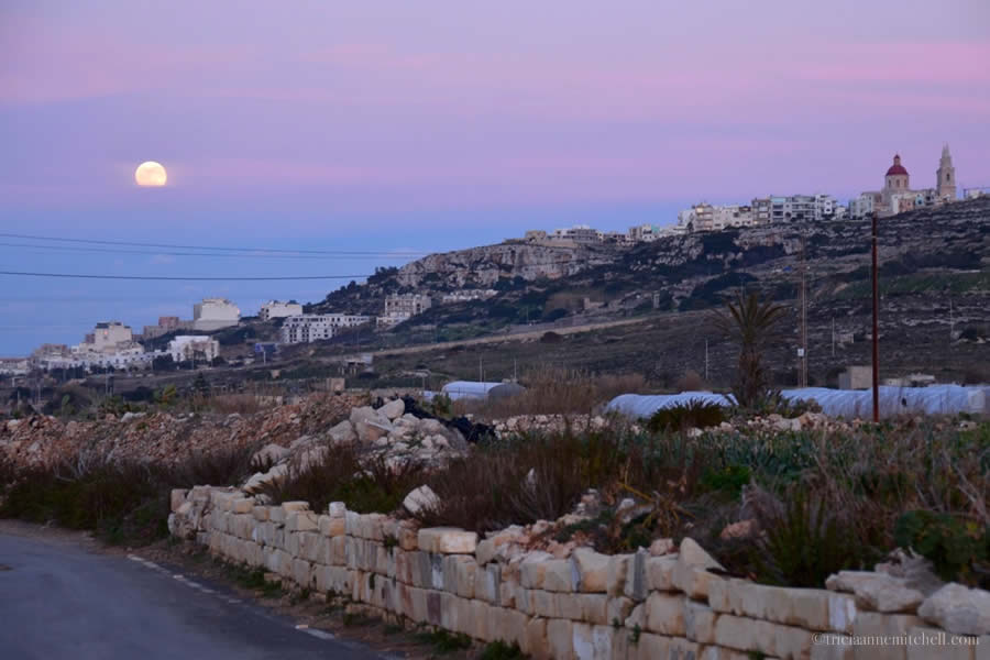 Maltese countryside full moon