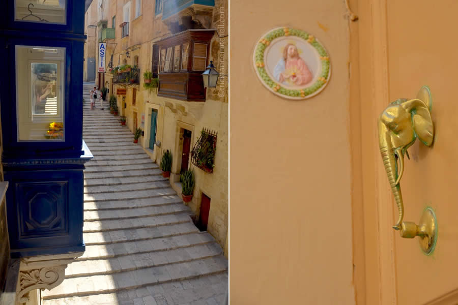 Valletta door knocker and balcony Malta