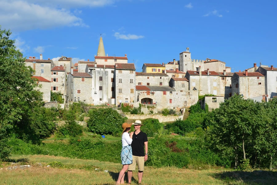 Bale's white stone homes as seen from afar.