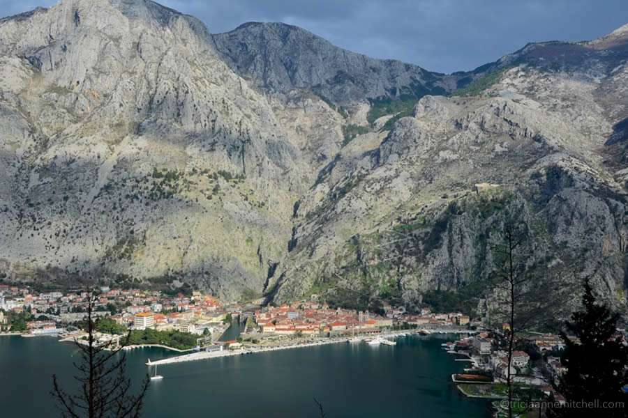 View of Bay of Kotor and Kotor Old Town from Vrmac.