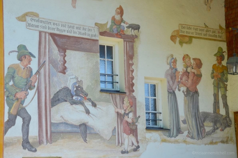 A close-up of the mural from Oberammergau's 
