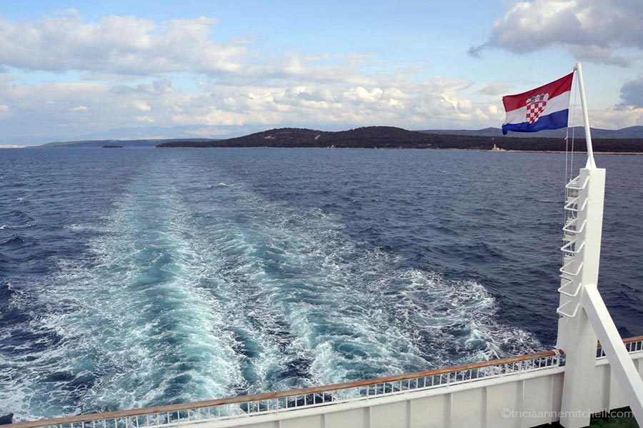 View of the Adriatic Sea, taken from the back of a ferry in Croatia.