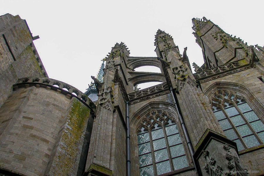 Flying buttresses at Mont Saint Michel, France.